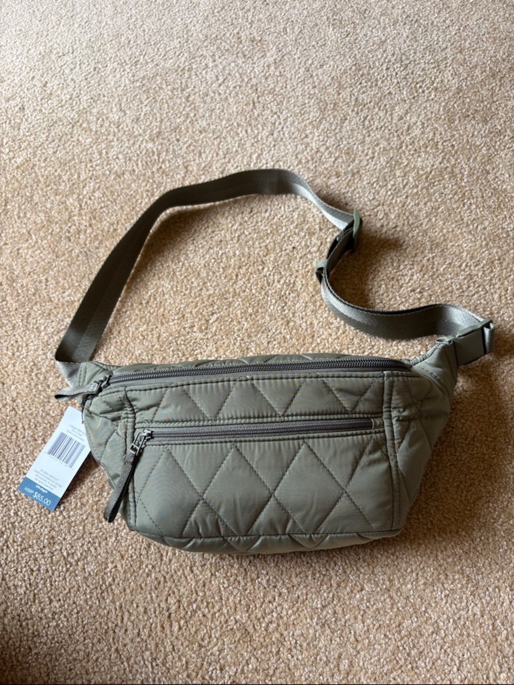 Vera Bradley Quilted Olive Green Belt Bag ultralight nwt hip Fanny pack travel